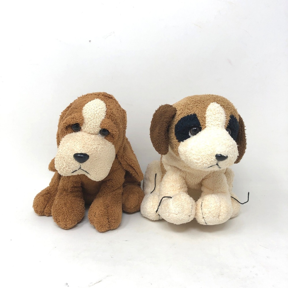 Vintage Russ‎ Berrie 6" Plush Dog Set Patches and Bailey Brown Tan Puppy